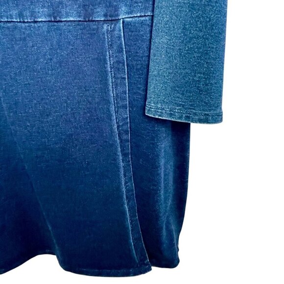 J. Jill Pure Jill Indigo Shift Dress Long Sleeve Blue Denim Midi Sz Large Petite - Picture 8 of 14